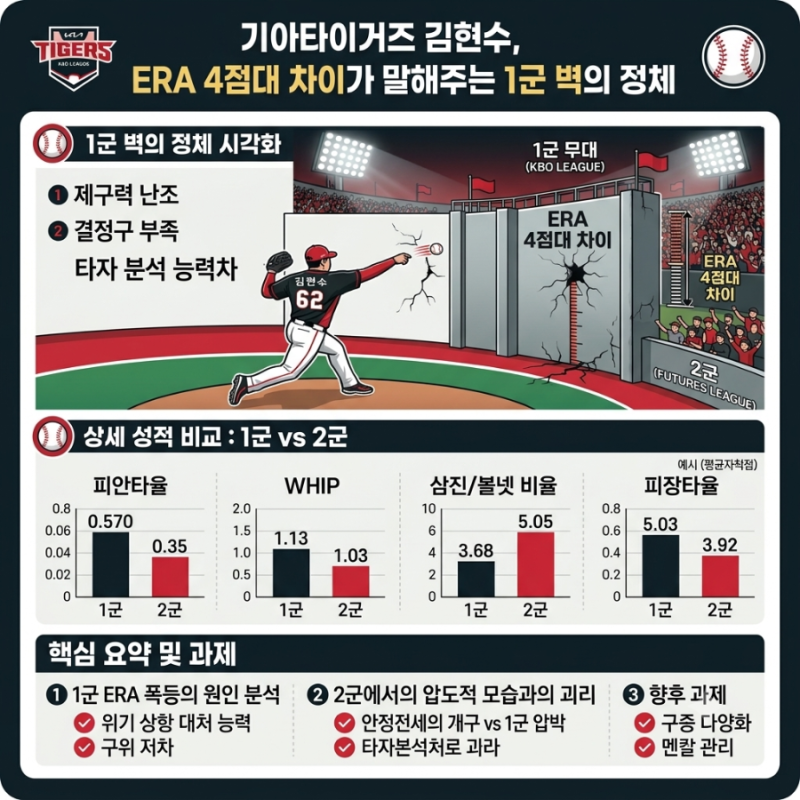 기아타이거즈 김현수, ERA 4점대 차이가 말해주는 1군 벽의 정체