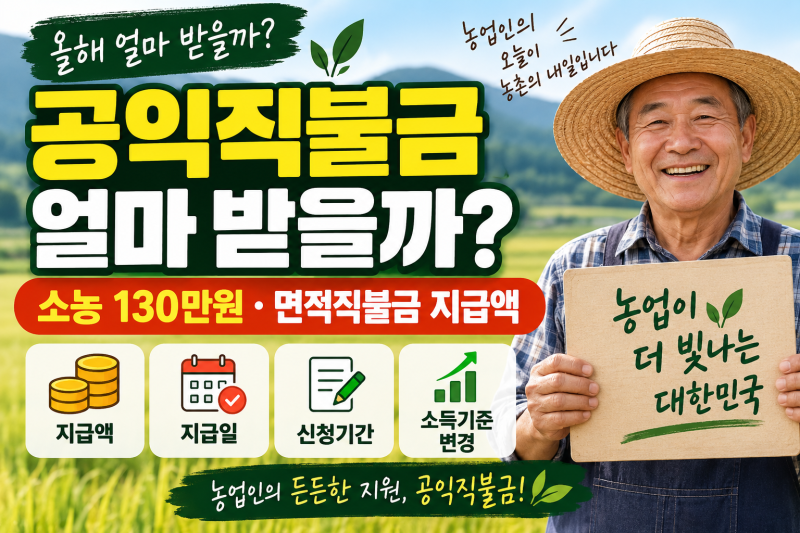 "공익직불금"얼마 받을까?! 소농 130만원·면적직불금 지급액·지급일 총정리
