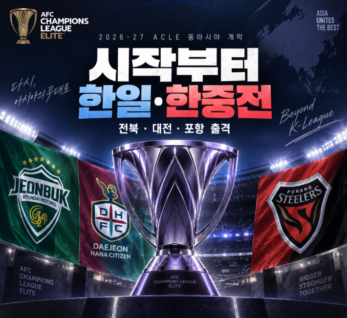내일부터 진짜 아시아 전쟁 시작된다…전북·대전·포항이 마주할 첫 상대