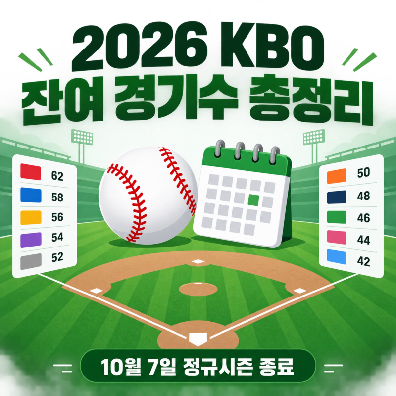 2026 KBO 정규시즌 종료일과 팀별 잔여 경기수 총정리