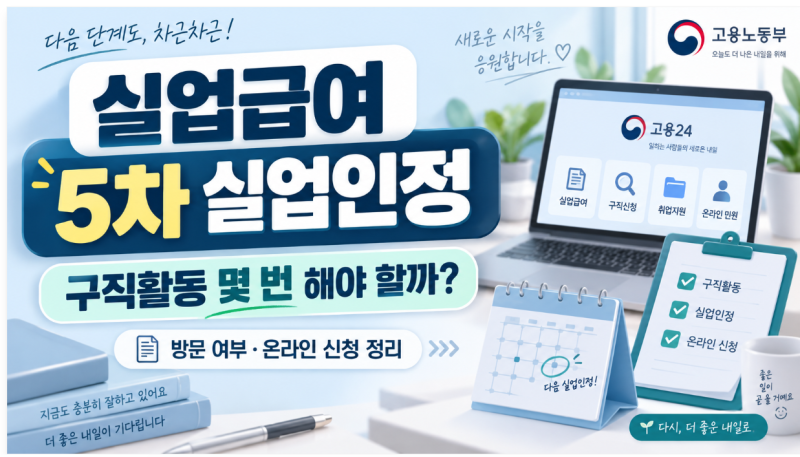 실업급여 5차 실업인정 구직활동 몇 번 해야 할까?