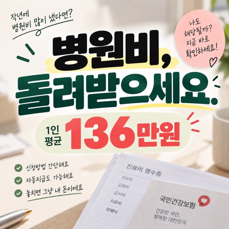 병원비 환급금 조회방법, 1인 평균 136만원 돌려받는다! 나는 대상일까?