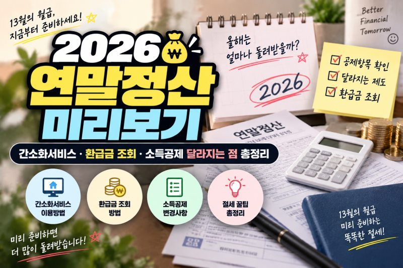 2026 연말정산 미리보기｜간소화서비스·환급금 조회·소득공제 달라지는 점 총정리
