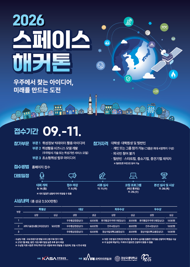 우주에서 찾는 미래 아이디어, ‘2026 스페이스 해커톤’ 참가팀 모집