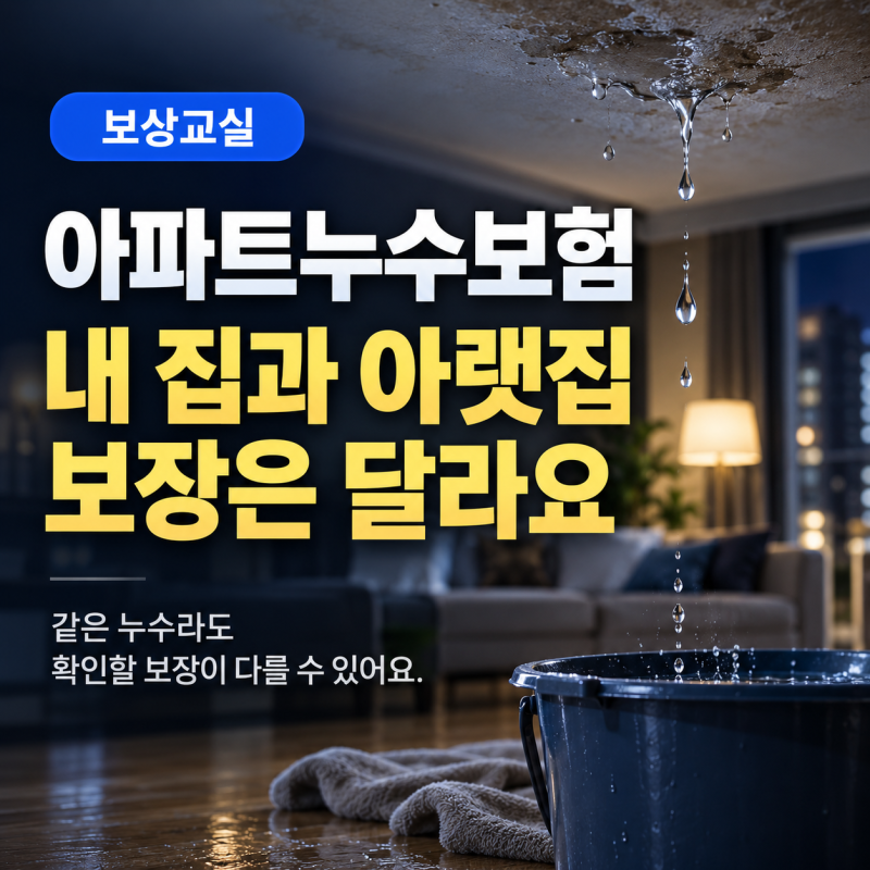 아파트누수보험, 내 집과 아랫집 보장은 달라요