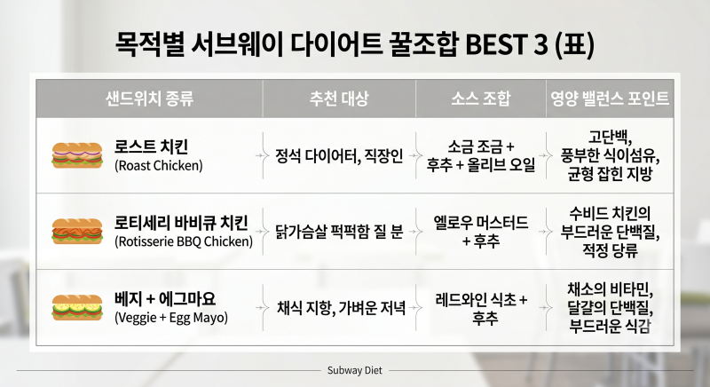 서브웨이 다이어트 꿀조합 소스 추천! 식단 관리 중 실패 없는 빵·속재료 주문법 총정리