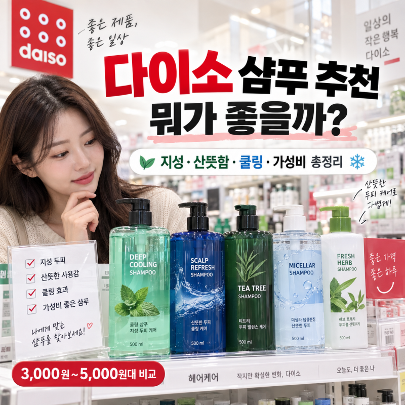 다이소 샴푸 추천 뭐가 좋을까? 지성 산뜻함 쿨링 가성비 제품 총정리