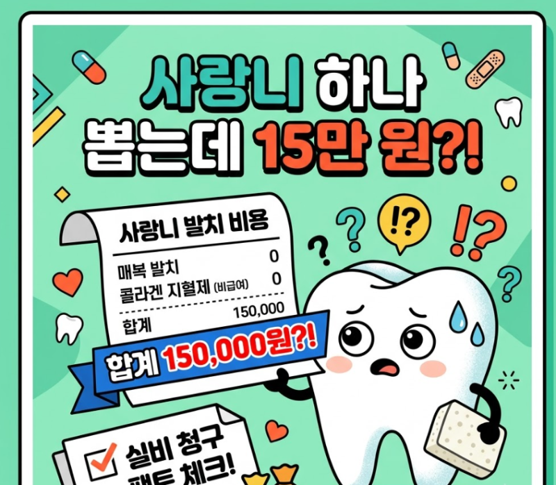 [사랑니 발치] 영수증 15만 원의 비밀 매복 사랑니 비용 및 콜라겐 지혈제 실비 청구 기준