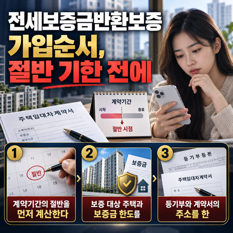 전세보증금반환보증 가입순서, 절반 기한 전에