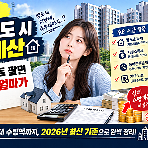 2026년 주택 매도 시 세금 계산, 10억 아파트 팔면 실제 손에 얼마가 남을까?