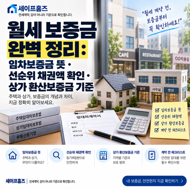 월세 보증금: 임차보증금 뜻·선순위 채권액 확인·상가 환산보증금 기준
