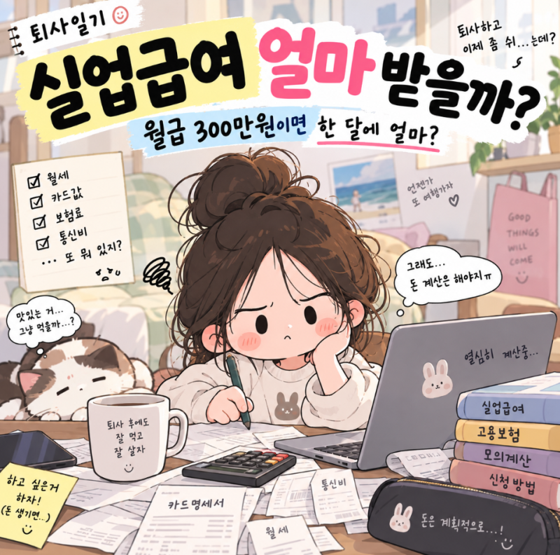 퇴사일기] 실업급여 얼마 받을까? 월급 300만원이면 한 달에 얼마 나올까