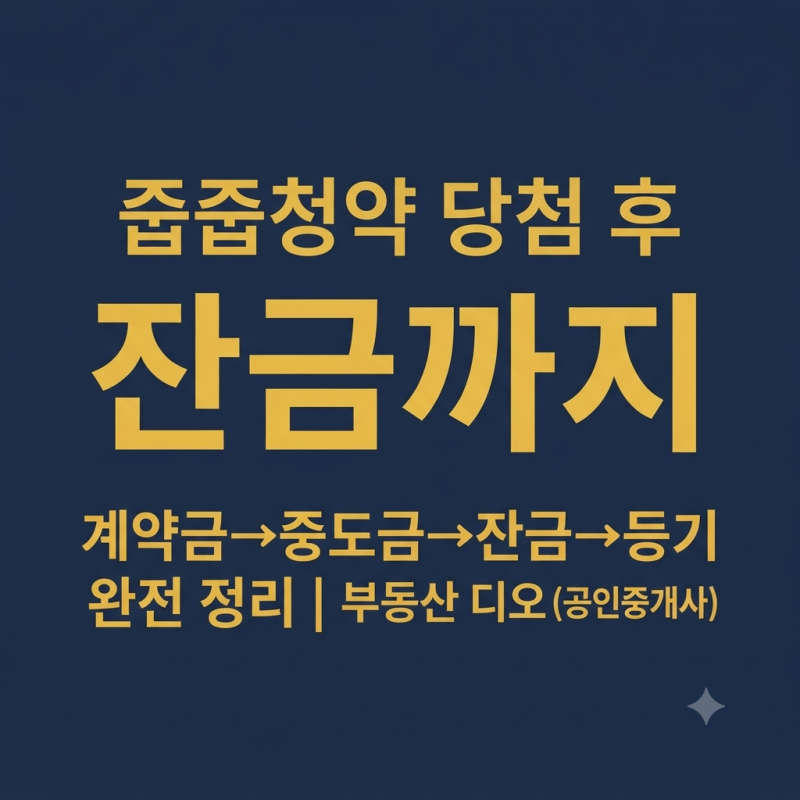 줍줍청약 당첨됐다 — 계약금·중도금·잔금·취득세·등기까지