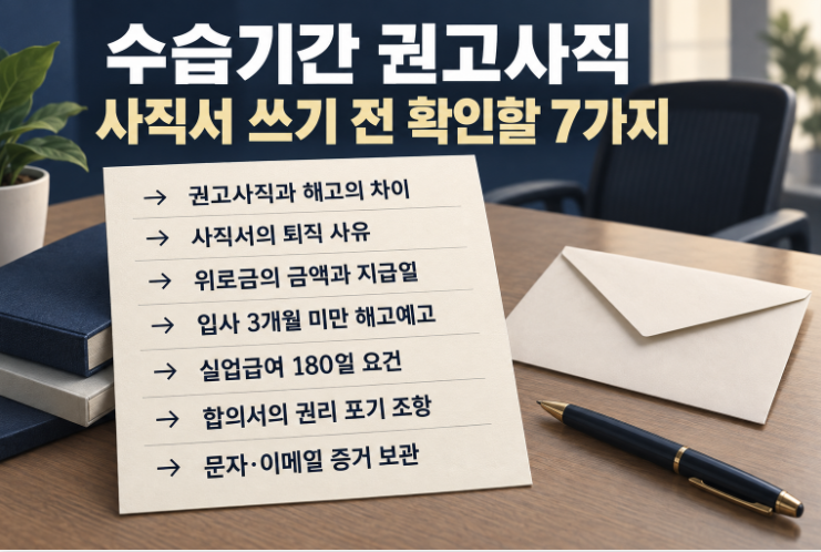 수습 기간 중 권고사직을 제안받았다면｜사직서 쓰기 전 확인할 7가지