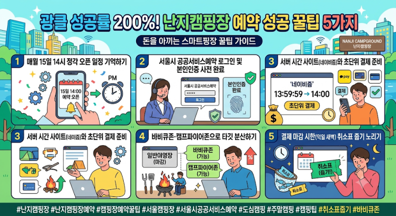 광클 성공률 200%! 난지캠핑장 예약 성공 꿀팁 5가지