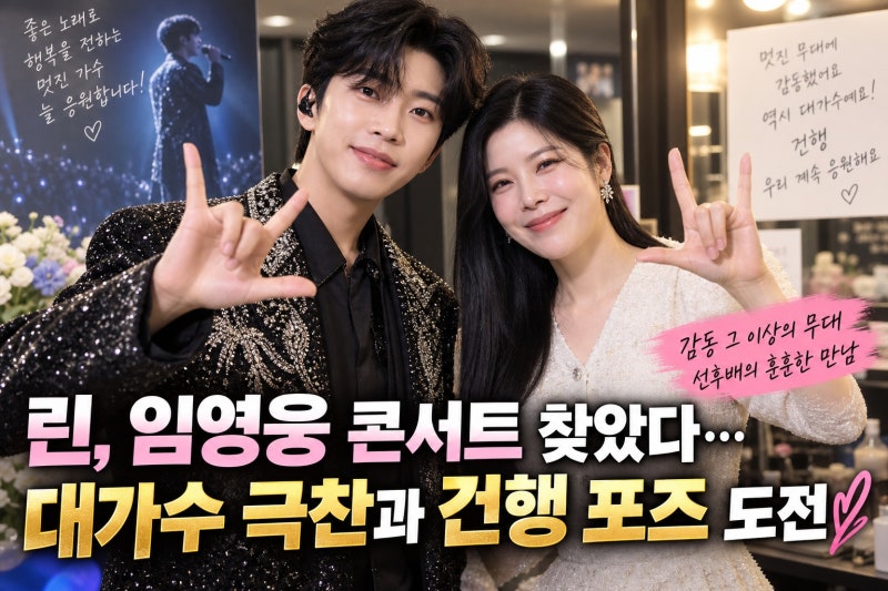 린, 임영웅 콘서트 찾았다…대가수 극찬과 건행 포즈 도전