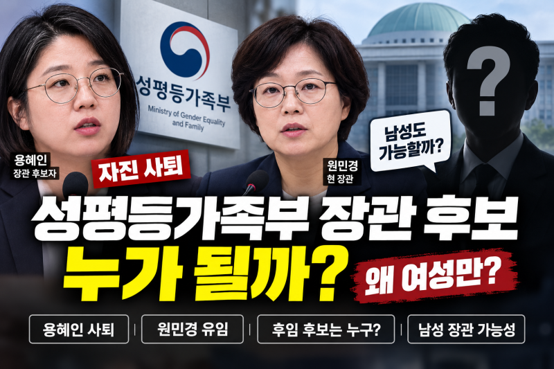 성평등가족부 장관 후보 누가 될까? 용혜인 사퇴 후 원민경 유임·남성 장관 가능성은