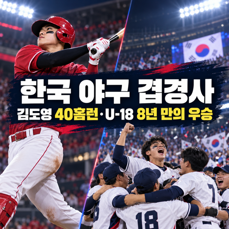 한국 야구 겹경사｜김도영 40홈런·U-18 일본 꺾고 8년 만의 정상
