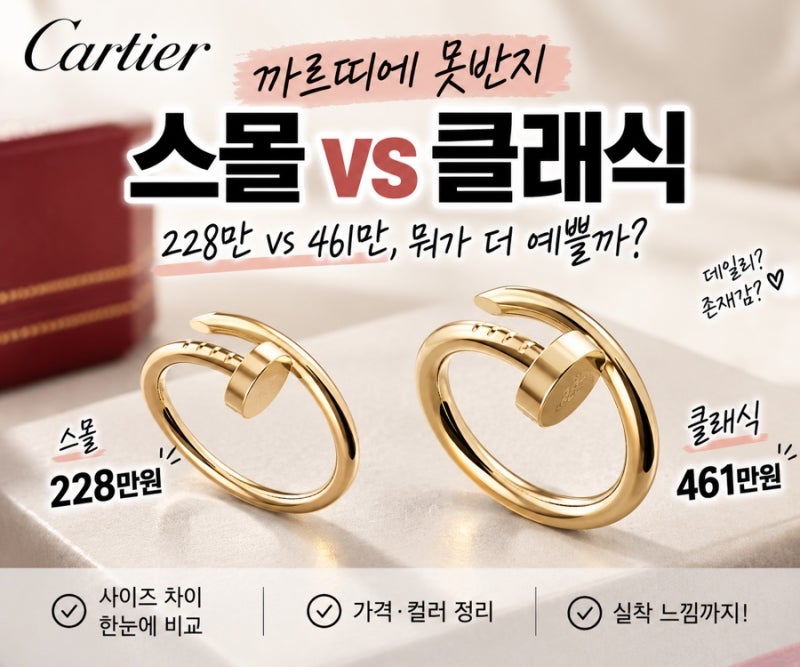 까르띠에 못반지 뭐 사지?｜저스트 앵 끌루 스몰 228만 vs 클래식 461만
