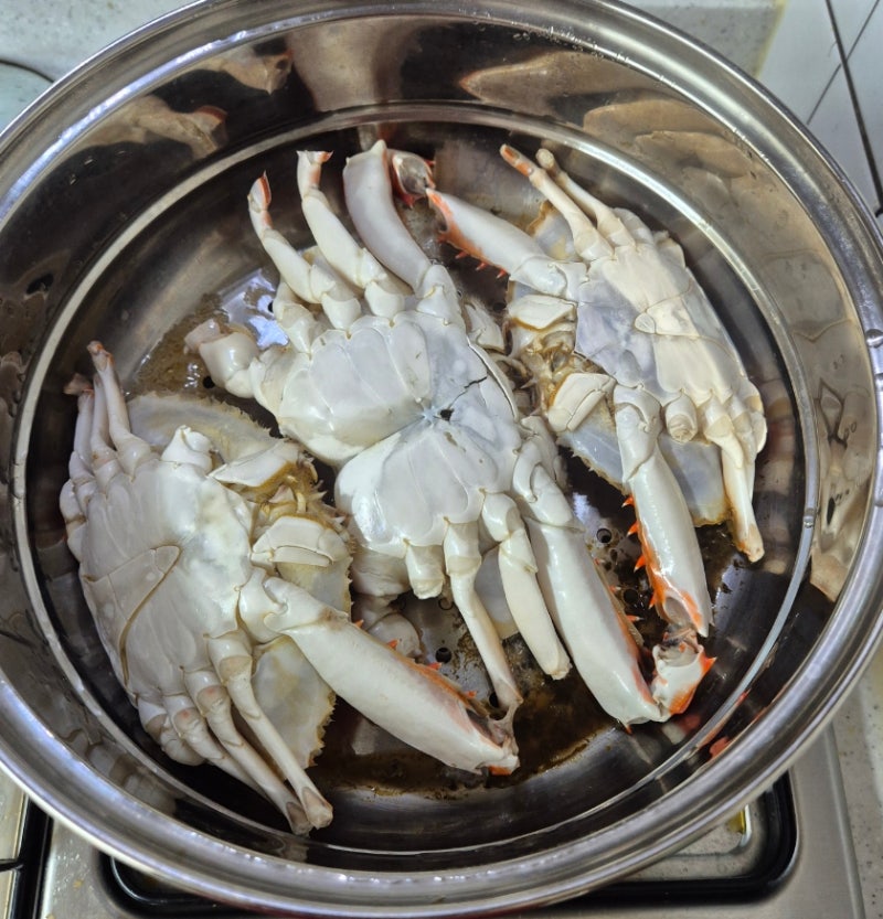 가을 제철 집에서 꽃게찜 새우구이 손질 찌는법 시간
