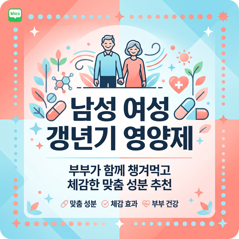 남성 여성 갱년기 영양제, 50대 부부가 직접 챙겨 먹고 체감한 맞춤 성분 추천