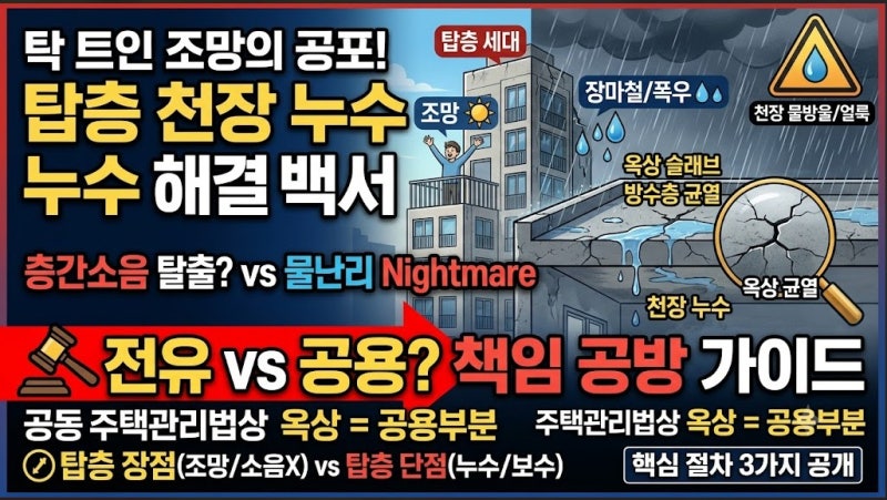 아파트 탑층 천장 누수 해결 후기! 옥상 방수 하자 장기수선충당금 처리와 인테리어 보상받....