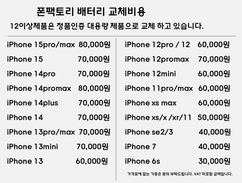 아이폰 14프로 배터리 교체정보및 가격 , 하남미사 아이폰수리 폰팩토리.