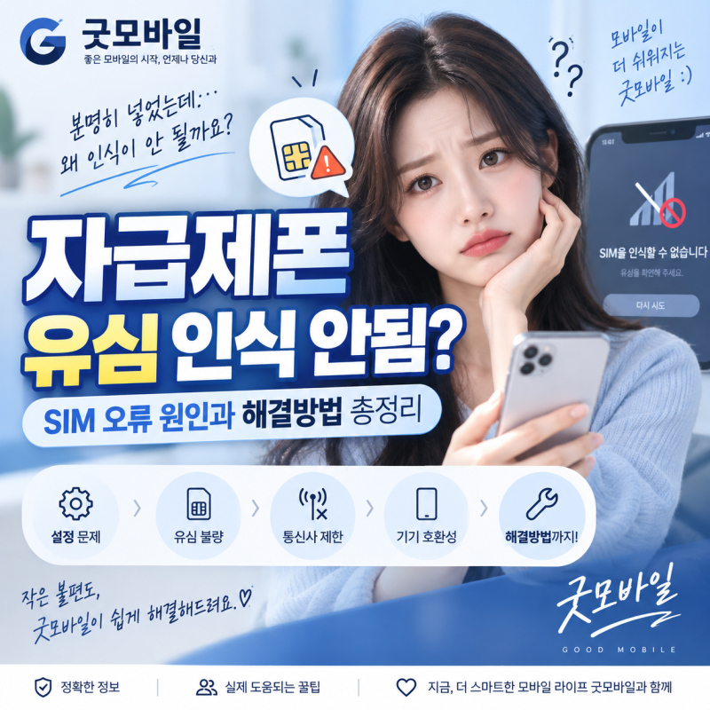 자급제폰 유심 인식 안됨? SIM 오류 원인과 해결방법 총정리
