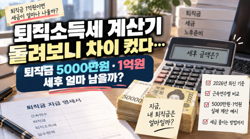 퇴직소득세 계산기 돌려보니 차이 컸다…퇴직금 5000만원·1억원 세후 얼마 남을까