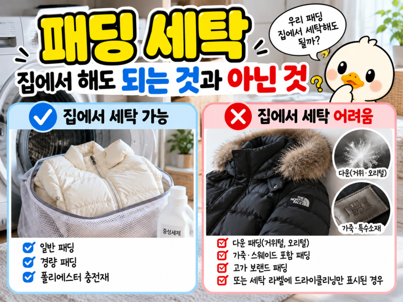 패딩 세탁, 집에서 해도 되는 것과 아닌 것