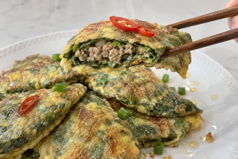 깻잎전 만드는 법, 깻잎전 소 반죽 재료 부치기 (터지지 않게 접는 법)
