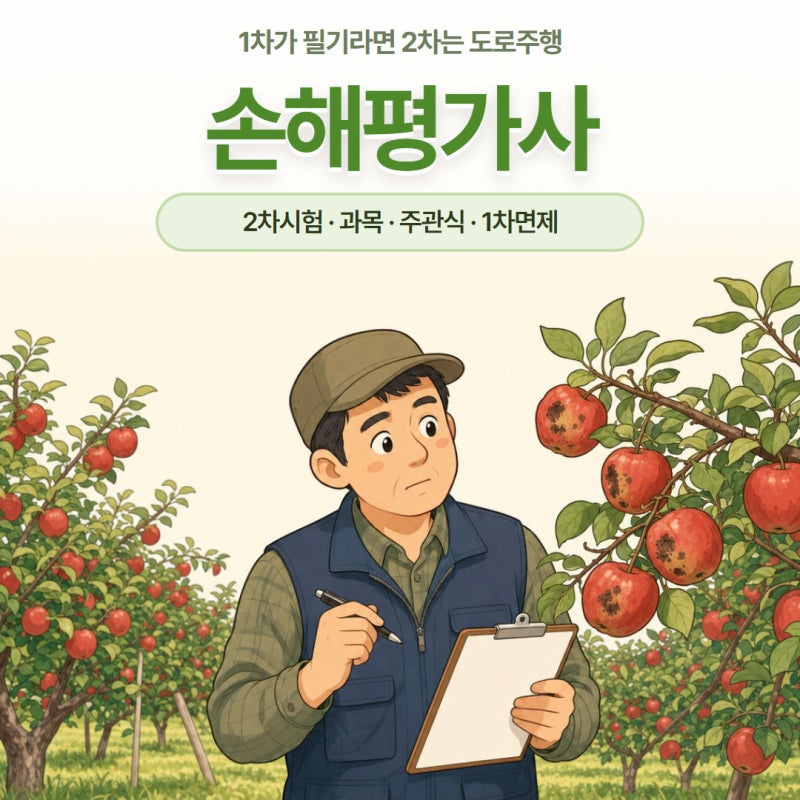 손해평가사 2차 시험 과목 주관식 합격기준 1차 면제 정리