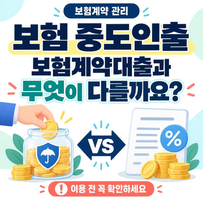 보험 중도인출, 보험계약대출과 무엇이 다를까요? 이용 전 확인할 점