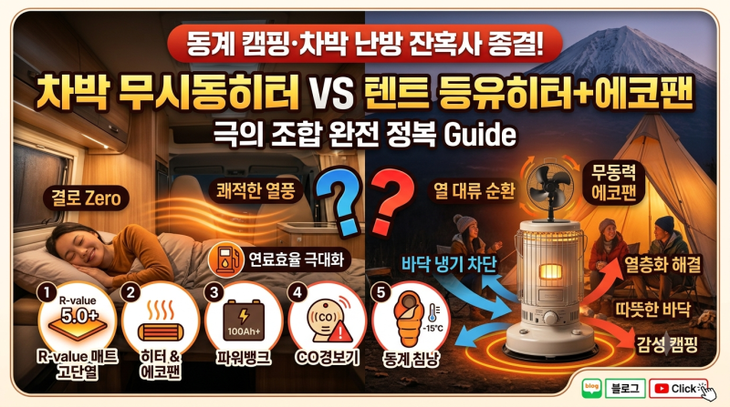 "머리는 뜨겁고 발은 얼어붙는 캠핑?" 차박 무시동 히터 vs 텐트 등유히터+에코팬 완벽 가이드