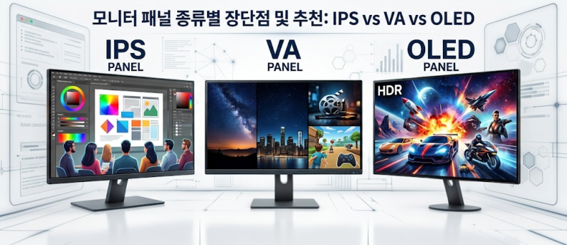 [모니터 패널 종류] IPS vs VA vs OLED 장단점 비교 및 용도별 추천 가이드