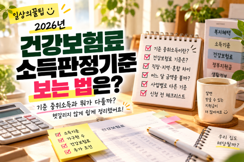 2026 건강보험료 소득판정기준 보는 법 기준 중위소득과 뭐가 다를까?
