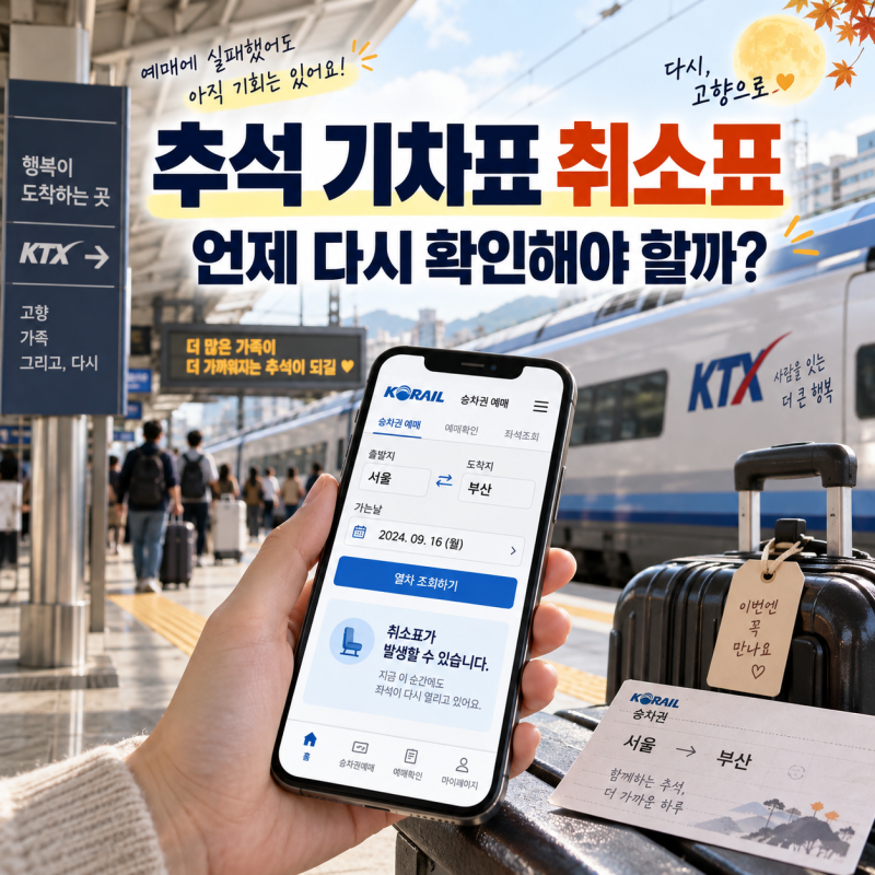 추석 기차표 취소표, 예매 실패했다면 지금부터 언제 확인해야 할까?