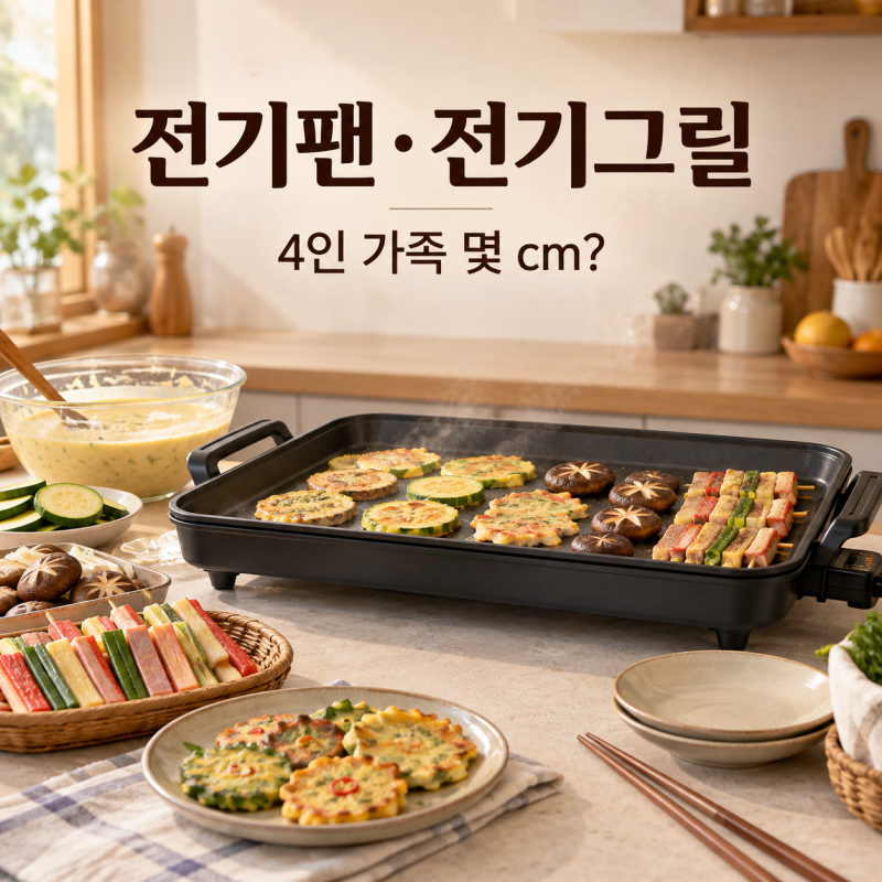 전기팬·전기그릴 몇 cm가 적당할까 4인 가족·명절용 크기 고르는 법