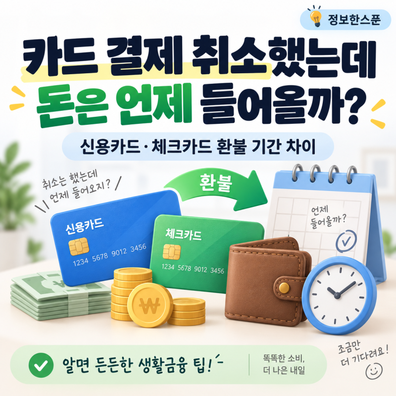 “카드 결제 취소했는데 돈은 언제 들어올까?” 신용카드·체크카드 환불 기간 차이
