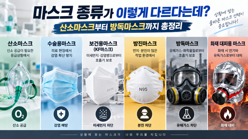 마스크 종류가 이렇게 다르다는데, 산소마스크부터 방독마스크까지 총정리
