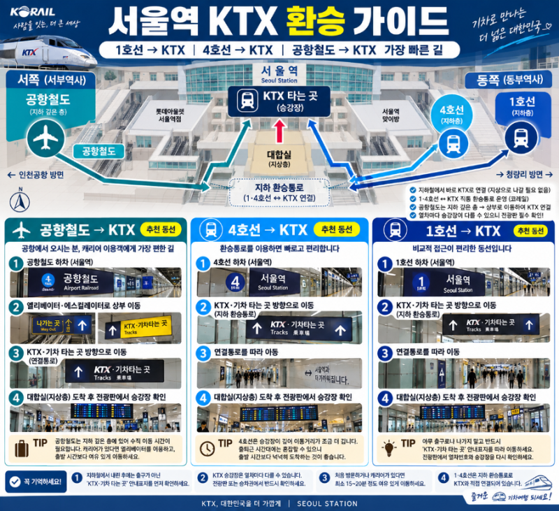 서울역 KTX 환승 완벽 가이드｜1호선·4호선·공항철도에서 KTX 가장 빠른 길