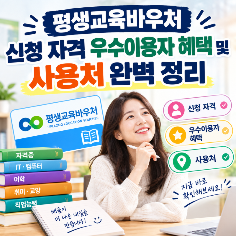 평생교육바우처 신청 자격 우수이용자 혜택 및 사용처 완벽 정리