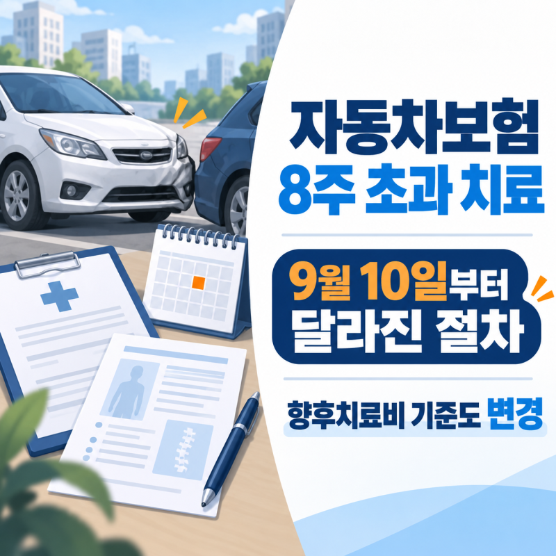 자동차보험 8주 초과 치료, 2026년 9월 10일부터 달라진 절차와 향후치료비