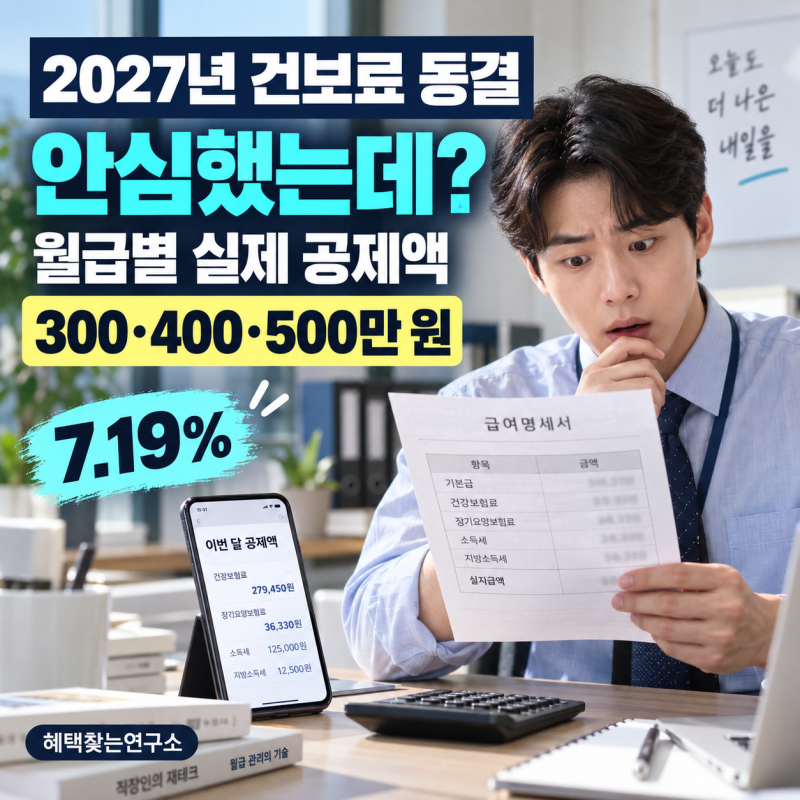 2027년 건보료 동결이라 안심했는데? 월급 300·400·500만 원 실제 빠지는 돈