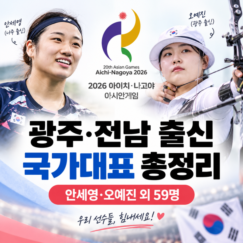 2026 나고야 아시안게임｜광주·전남 국가대표 61명 총정리, 안세영·오예진 경기·중계