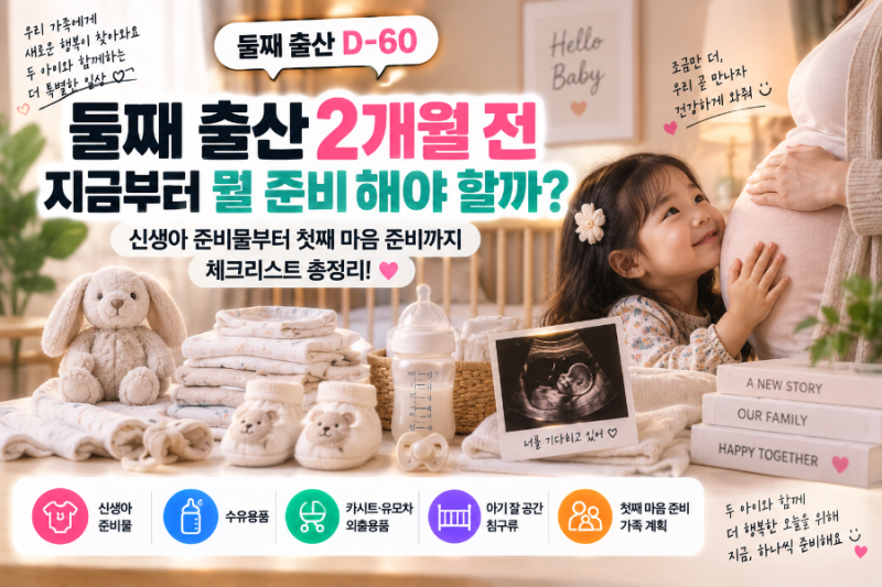 둘째 출산 2개월 전 뭘 준비해야 할까?｜신생아 준비물부터 첫째 마음 준비까지 체크리스트