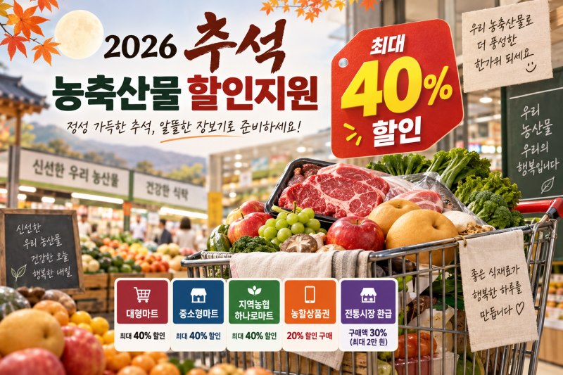 2026 추석 농축산물 할인지원, 마트별 최대 40% 할인 받는 방법