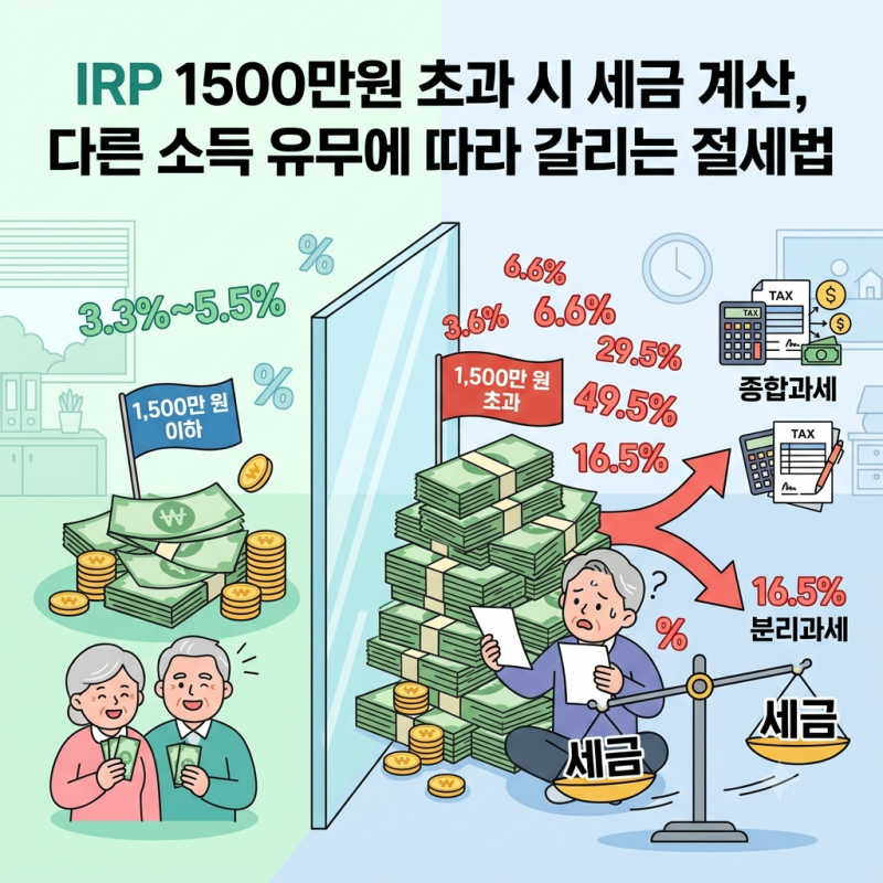 IRP 연금수령 1500만원 초과 세금 계산법과 종합과세 분리과세 선택 기준