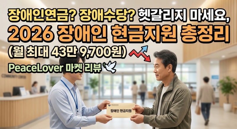 장애인연금? 장애수당? 헷갈리지 마세요, 2026 장애인 현금지원 총정리 (월 최대 43만 9,700원)
