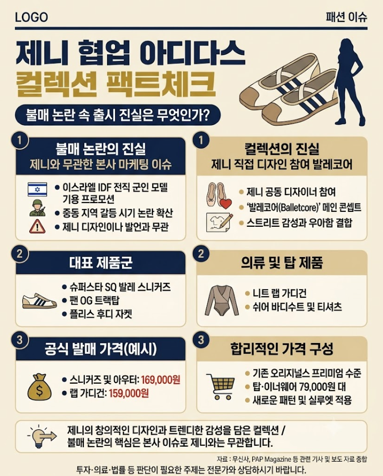 “불매 논란 속 출시?” 아디다스 제니 협업 컬렉션 라인업 및 발매가 팩트체크
